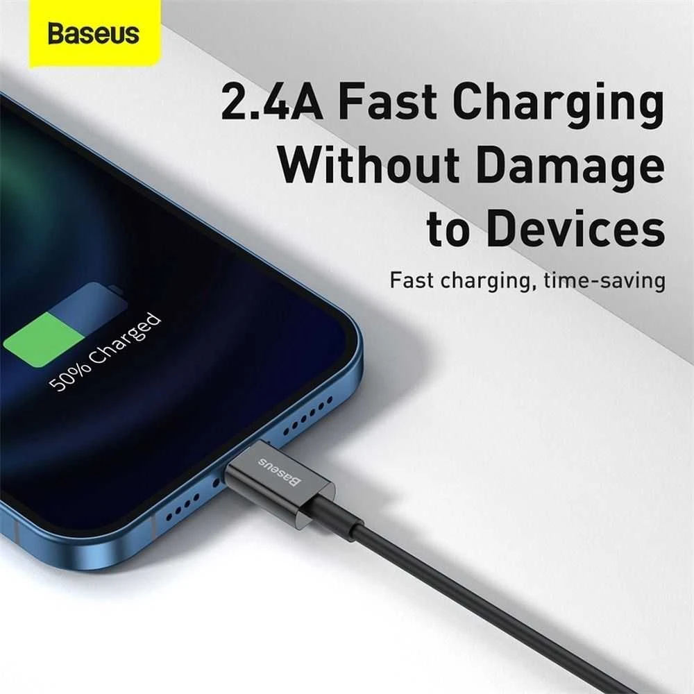 Baseus Superior Series USB - Lightning laidas 2.4A 2m - Juodas