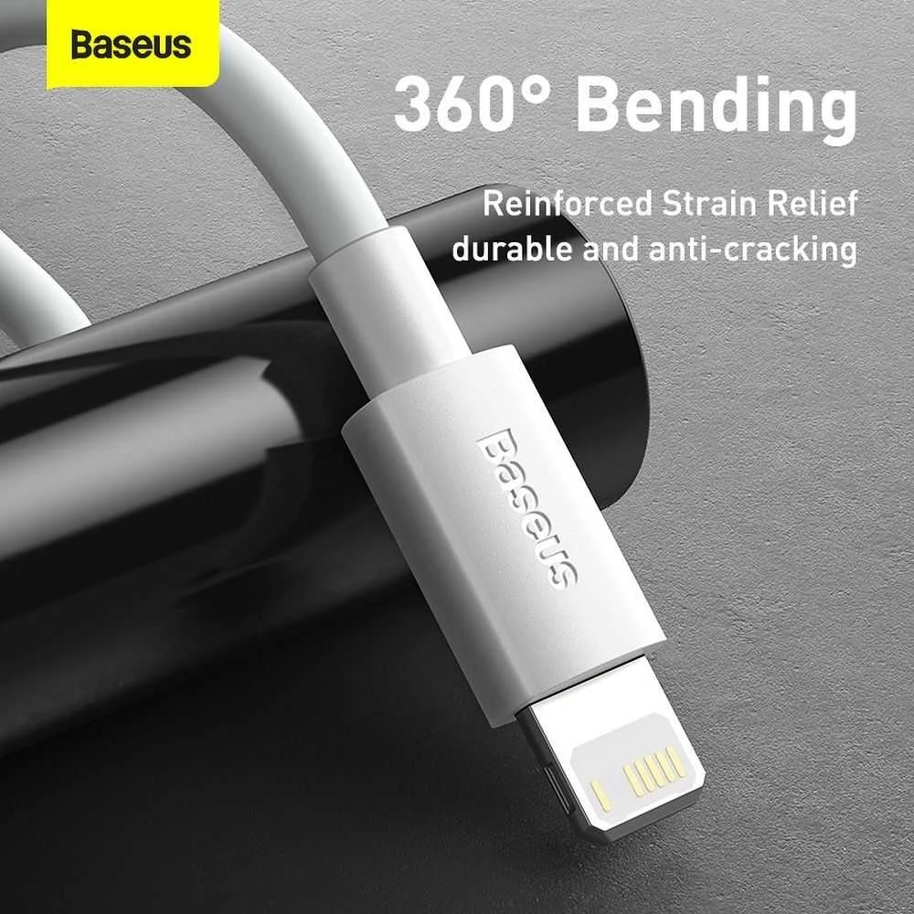 Baseus laidų rinkinys (USB - „Lightning“ 2 vnt.). greitas įkrovimas 1,5 m (Baltas)