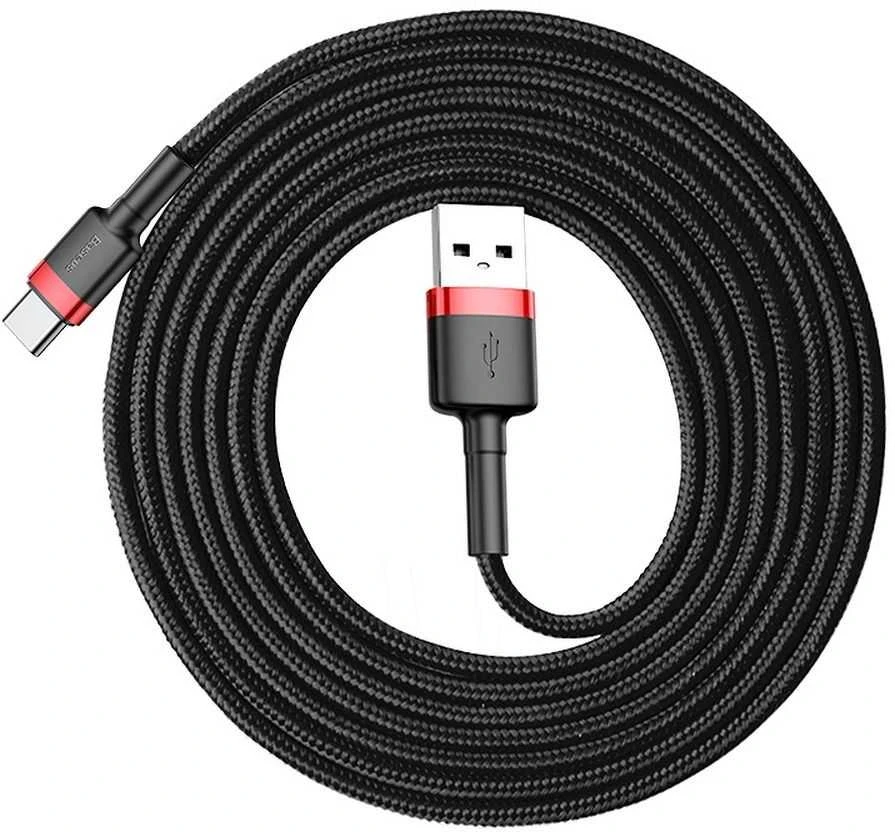 Baseus Cafule USB-C kabelius 2A 3m - Juodas / Raudonas