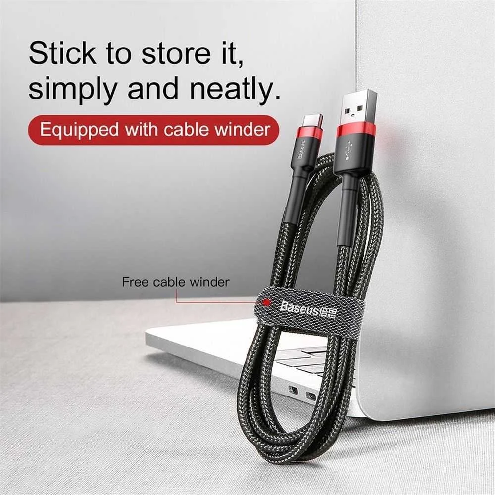 Baseus Cafule USB-C kabelius 2A 3m - Juodas / Raudonas