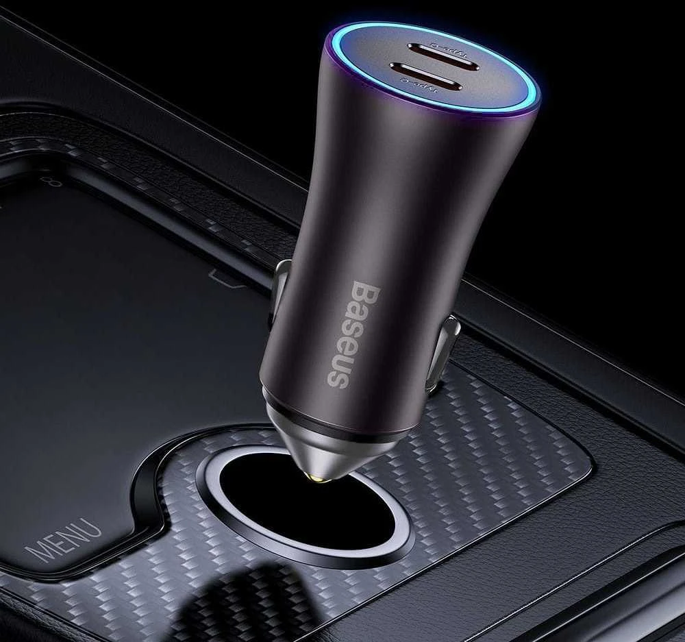 Baseus Golden Contactor Pro automobilinis įkroviklis 2x USB-C 40W - Tamsiai pilka