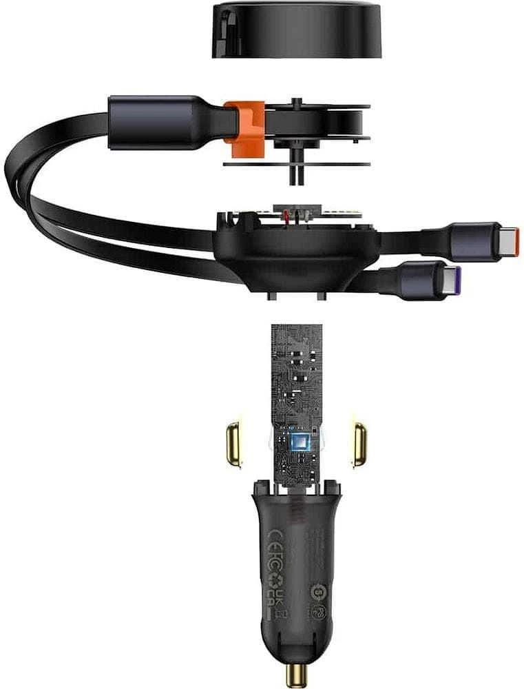 Automobilinis įkroviklis Baseus Enjoyment su kabeliu USB-C, 33W (juodas)