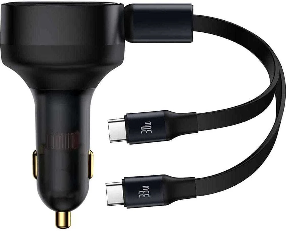 Automobilinis įkroviklis Baseus Enjoyment su kabeliu USB-C, 33W (juodas)
