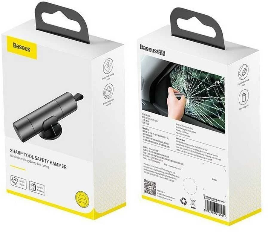 Baseus Sharp Tool apsauginis plaktukas (langų daužymas+apsauginio diržo pjovimas) Pilkas