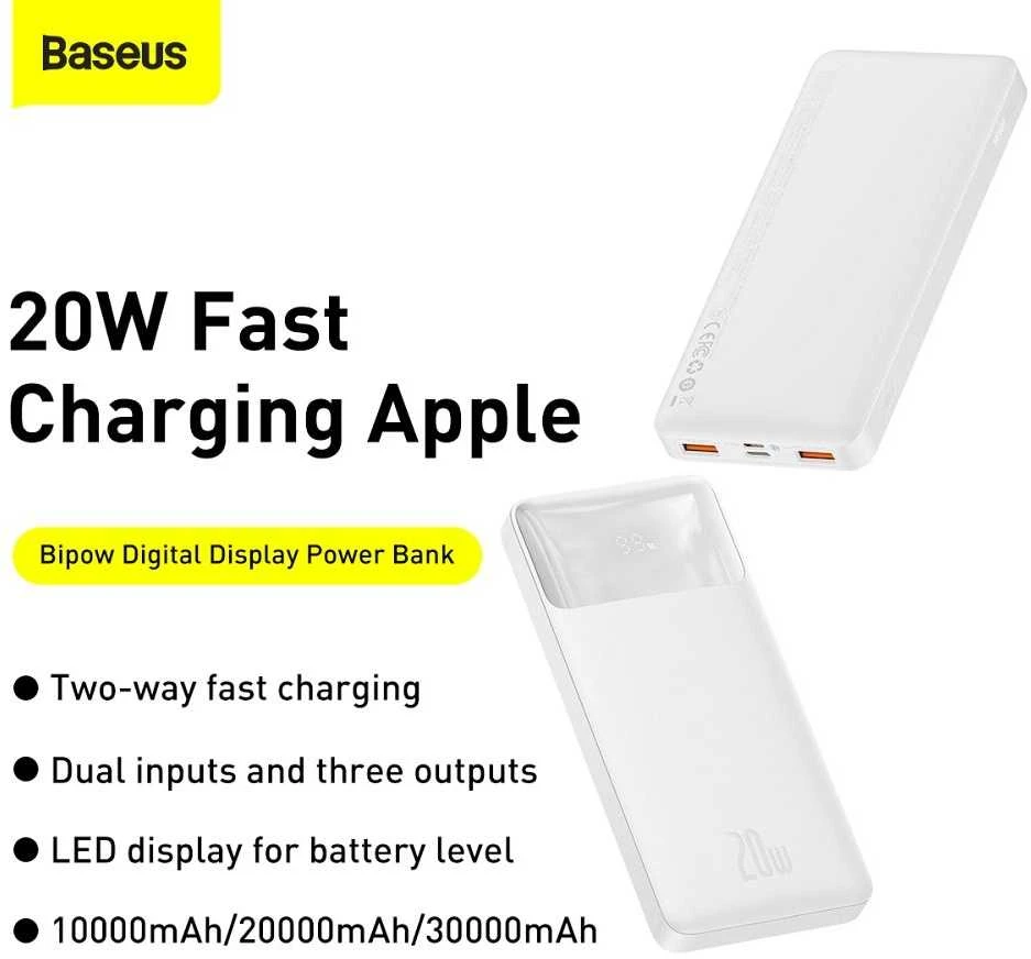 „Baseus Bipow Powerbank“, 10 000 mAh, 20 W (ax)