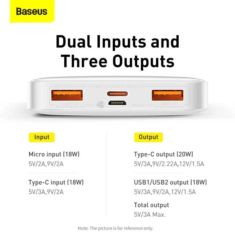 „Baseus Bipow Powerbank“, 10 000 mAh, 20 W (ax)