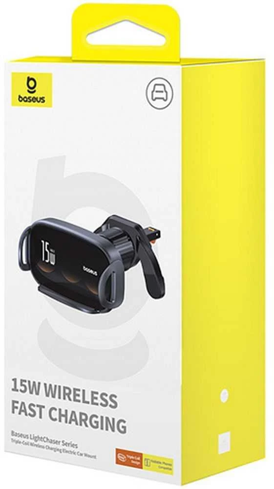 Automobilinis laikiklis su indukciniu įkrovikliu Baseus LightChaser (juodas)