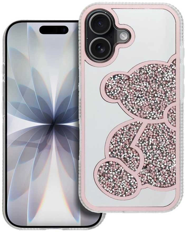 OEM dėklas, skirtas „iPhone 17“, rožinis meškiuko formos dėklas