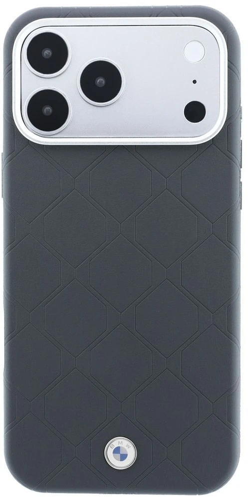 BMW Sign Deboss Quilted Metal Logo MagSafe dėklas iPhone 18 Pro / 17 Pro - Tamsiai pilkas