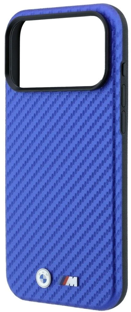 BMW M Carbon Metal Logo MagSafe dėklas, skirtas iPhone 17 Pro / 18 Pro - Mėlyna