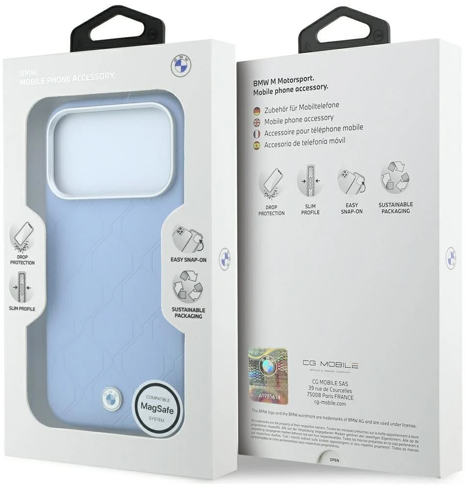 BMW Sign Deboss Quilted Metal Logo MagSafe dėklas iPhone 18 Pro Max / 17 Pro Max - Mėlyna