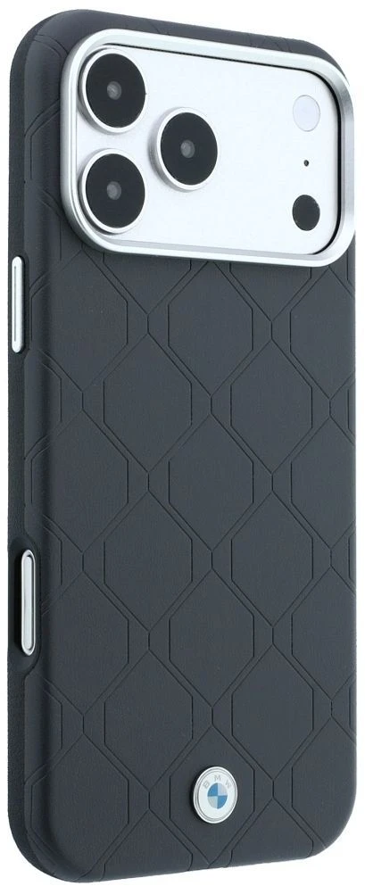 BMW Sign Deboss Quilted Metal Logo MagSafe dėklas iPhone 18 Pro Max / 17 Pro Max - Tamsiai pilkas