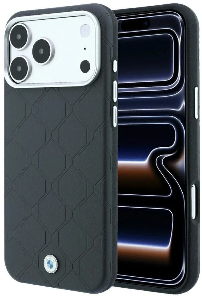 BMW Sign Deboss Quilted Metal Logo MagSafe dėklas iPhone 18 Pro Max / 17 Pro Max - Tamsiai pilkas