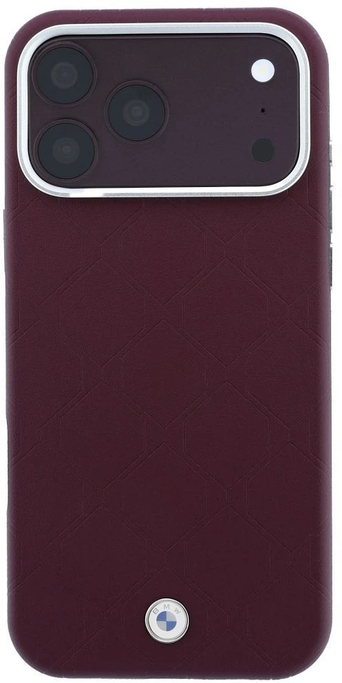 BMW Sign Deboss Quilted Metal Logo MagSafe dėklas iPhone 18 Pro Max / 17 Pro Max - Bordo