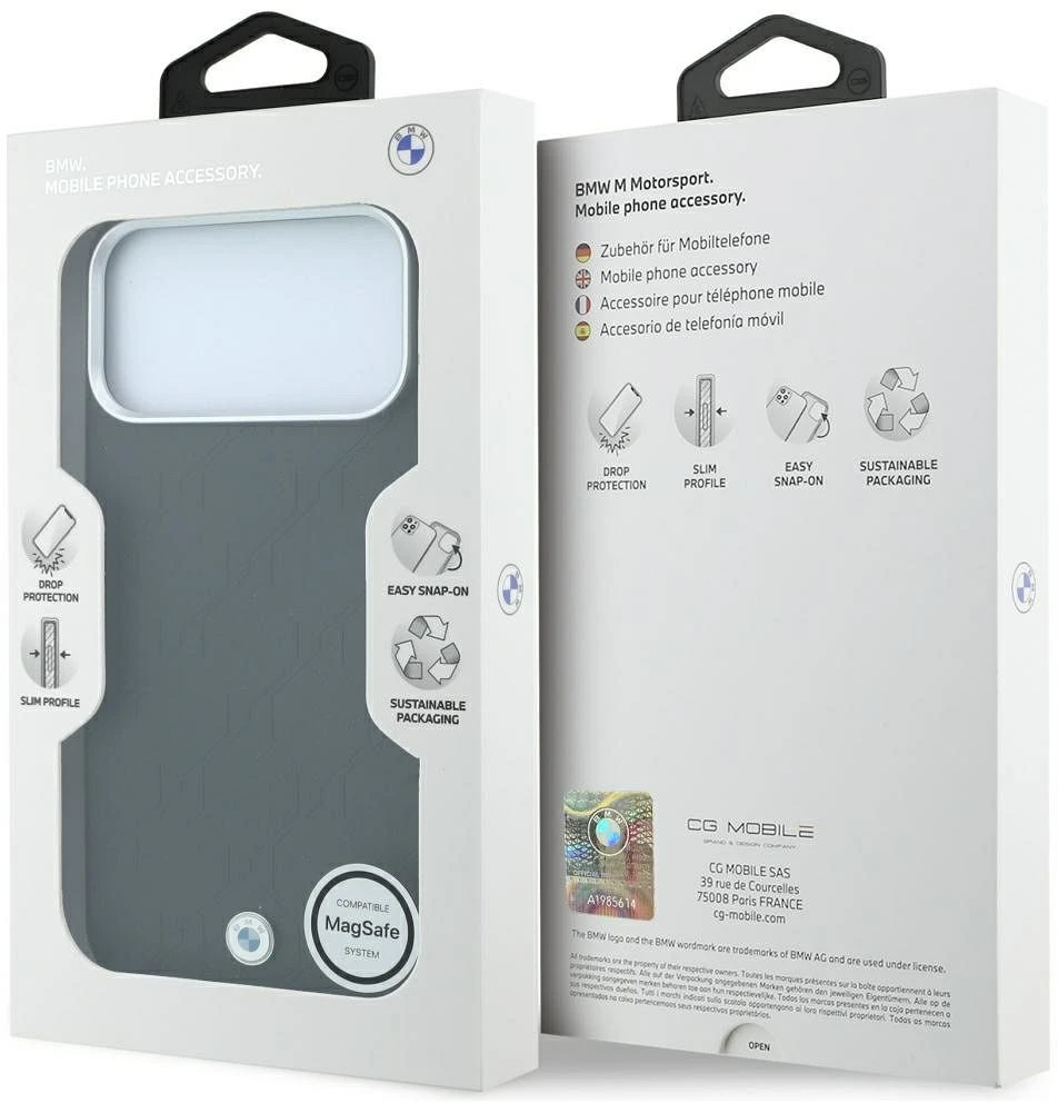 BMW Sign Deboss Quilted Metalinis Logotipas MagSafe Dėklas iPhone 18 Pro Max / 17 Pro Max - Juodas