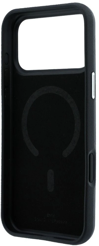 BMW Sign Deboss Quilted Metal Logo MagSafe dėklas iPhone 18 Pro Max / 17 Pro Max - Tamsiai pilkas
