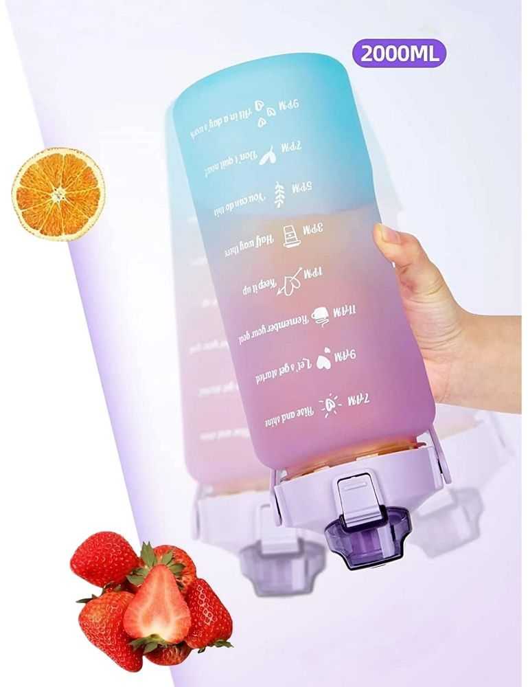 Bez Marki Oem Vanduo bottle with a straw with a motivational measuring 2L RC-K-992 violetinė mėlynas