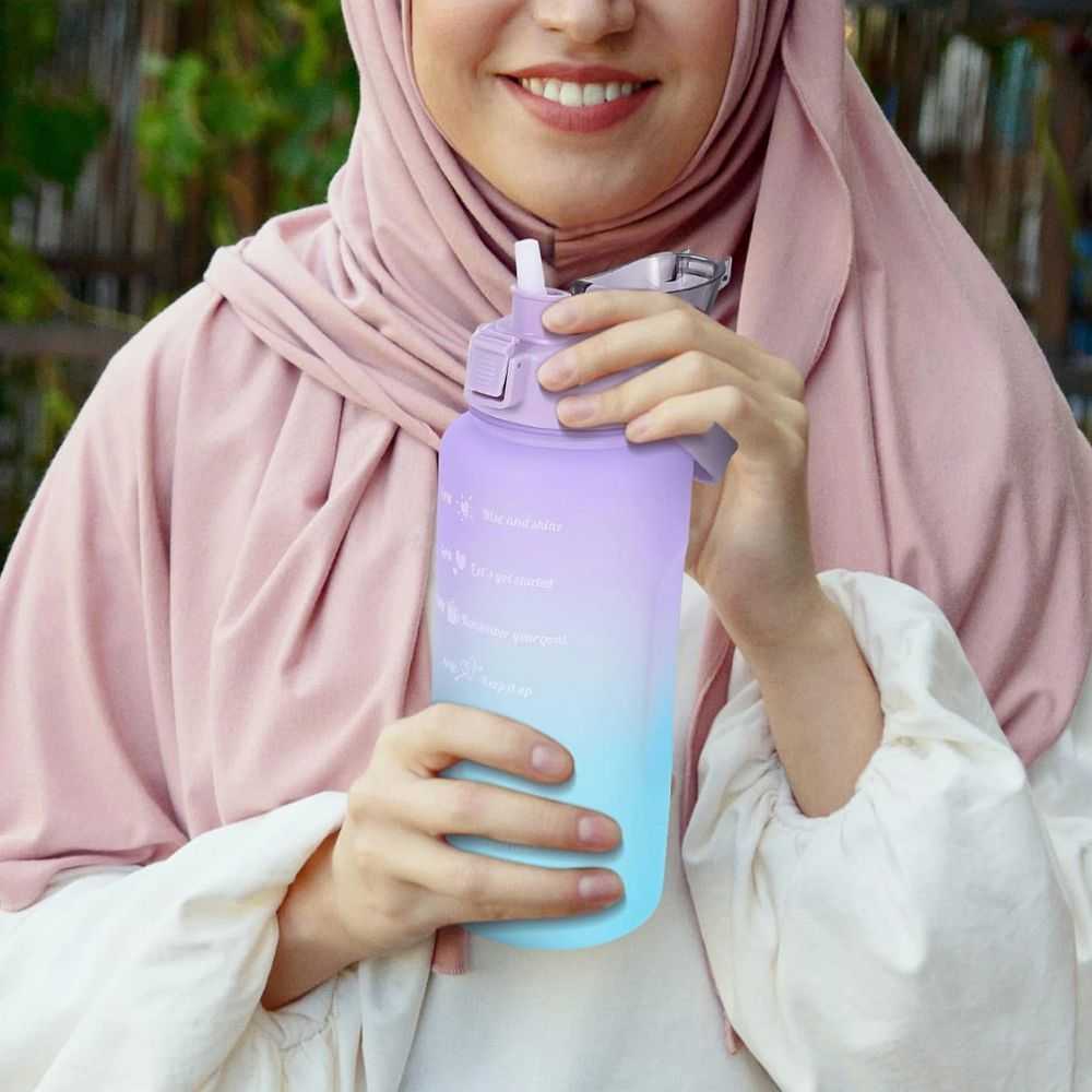 Bez Marki Oem Vanduo bottle with a straw with a motivational measuring 2L RC-K-992 violetinė mėlynas