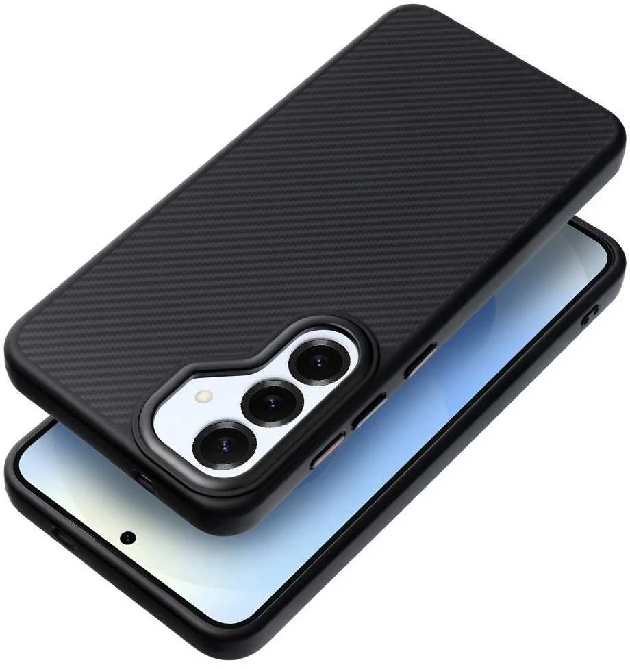 Oem Carbon Elite Mag dėklas suderinamas su MagSafe skirtas Samsung Galaxy S25 ULTRA juodos spalvos