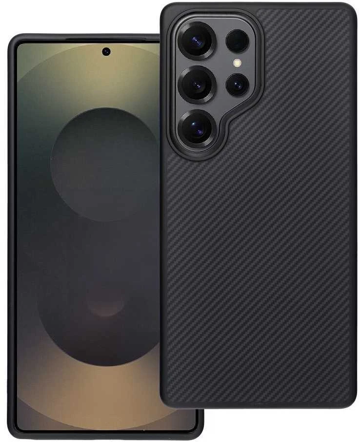 Oem Carbon Elite Mag dėklas suderinamas su MagSafe skirtas Samsung Galaxy S25 ULTRA juodos spalvos