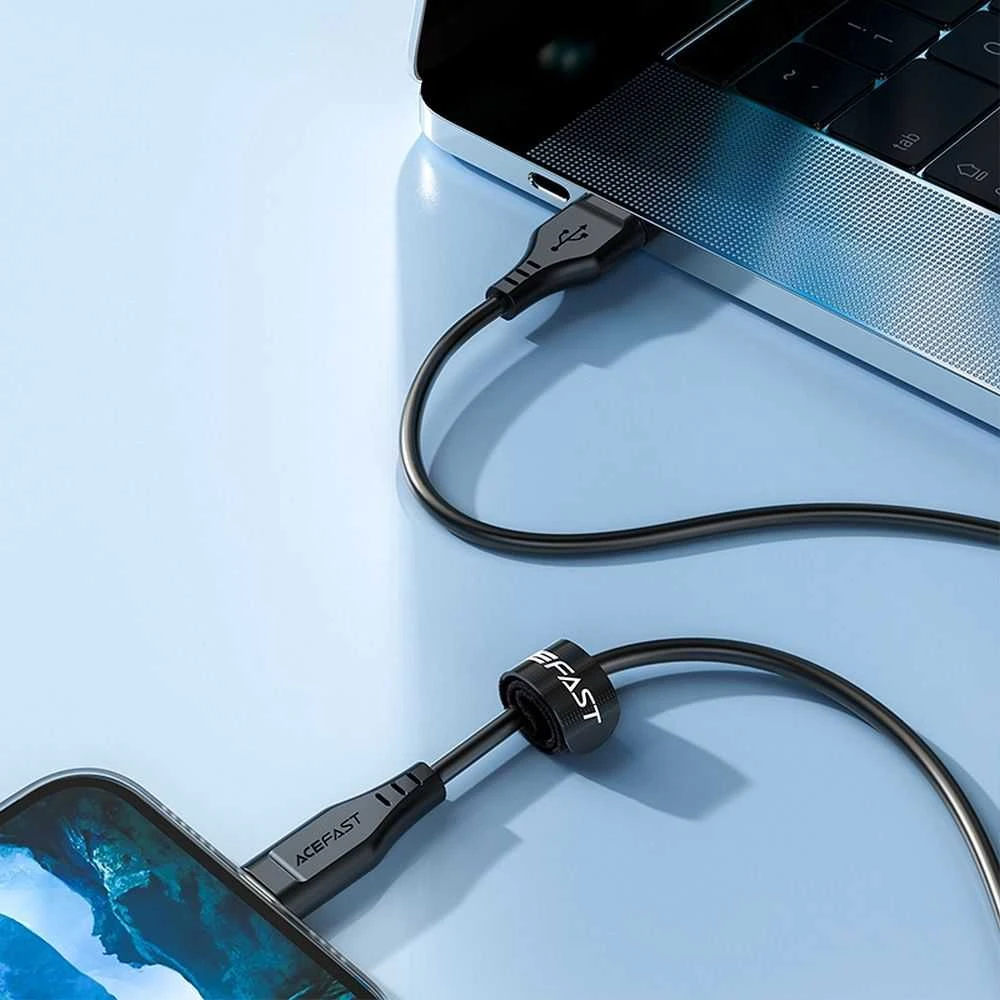 USB laidas Acefast C3-02 MFi USB-A iki Lightning 1.2m juodas