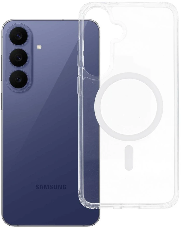 Dėklas Samsung S26 FE Forcell F-Protect Clear Hybrid Premium, suderinamas su MagSafe, permatomas