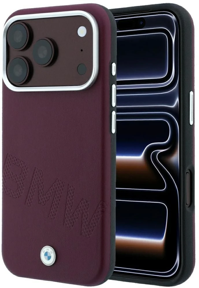 BMW „Sign Inclined Deboss“ dėklas su MagSafe, skirtas iPhone 17 Pro / 18 Pro – bordo spalvos
