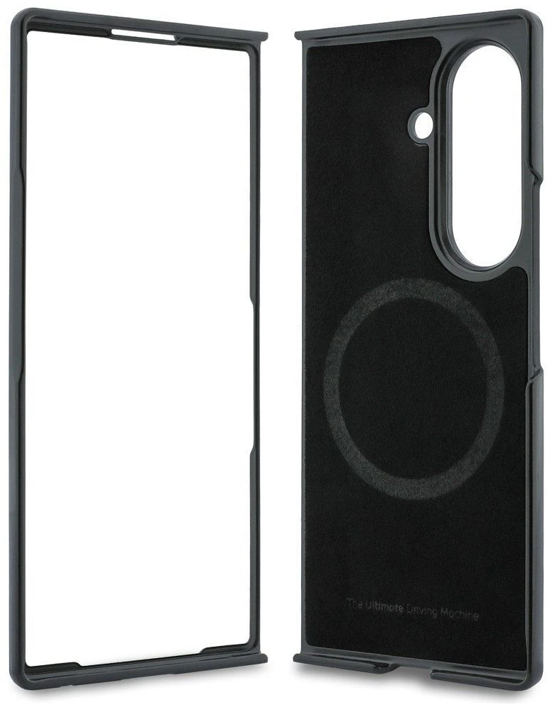 BMW M PU Perforated Tricolor Stripe Magnetinis dėklas Samsung Galaxy Z Fold 8 Ultra juodos spalvos