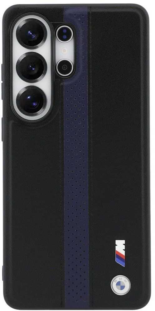 BMW M PU Leather Perforated Stripes and Metal Logo Magnetic dėklas skirtas Samsung Galaxy S26 Ultra Mėlyna
