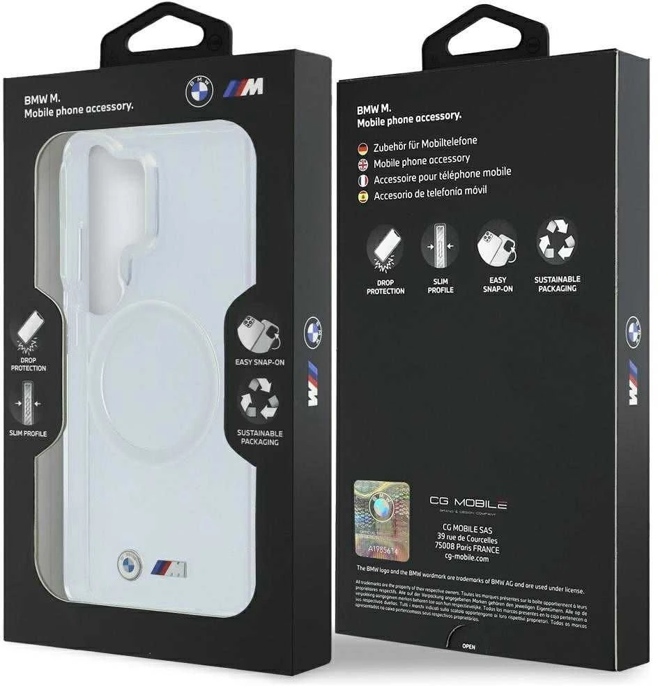 BMW M IML Metal Metal Logo Magnetic dėklas skirtas Samsung Galaxy S26 Ultra skaidrus