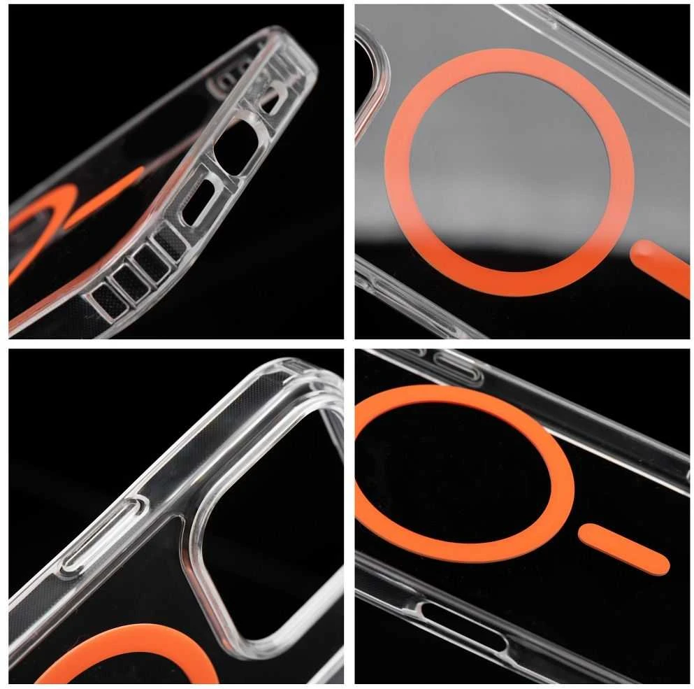 Oem Drop Glue Colorful Ring Mag dėklas suderinamas su MagSafe skirtas Samsung Galaxy A56 oranžinės spalvos