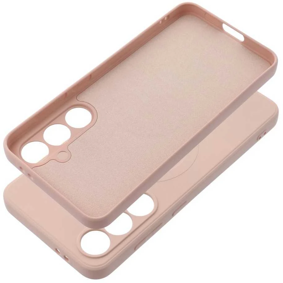 Oem SILICONE MAG COVER dėklas suderinamas su MagSafe skirtas Samsung Galaxy S24 FE rožinės spalvos