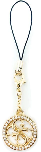 Dėklas Guess pakabukas GUCPM4DRD telefono dirželis 4G Rhinestone Charm