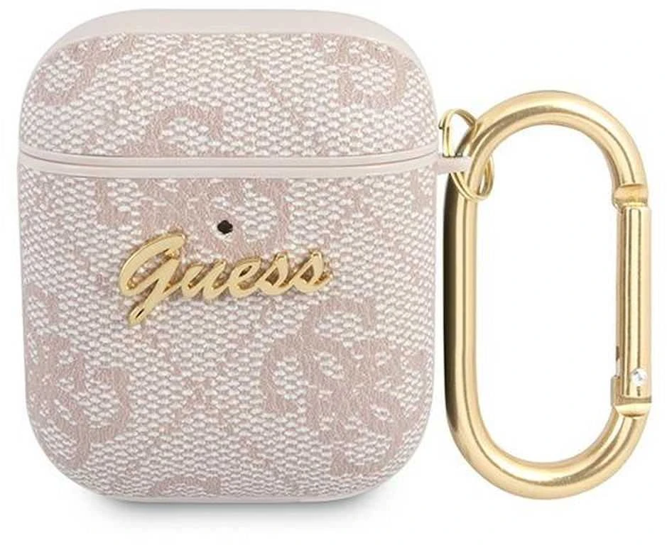 Guess GUA24GSMP AirPods dėklas rožinės spalvos 4G Script Metal Collection