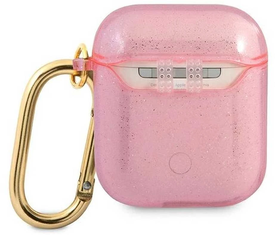 Guess GUA2UCG4GP AirPods dėklas rožinės spalvos Glitter Collection