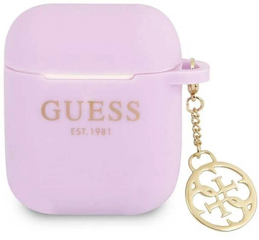 Guess GUA2LSC4EU AirPods dėklas violetinės spalvos silikoninis Charm 4G Collection