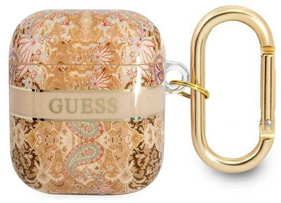 Apple AirPods ausinių dėklas Guess AirPods Paisley Strap Collection (GUA2HHFLD) aukso spalvos
