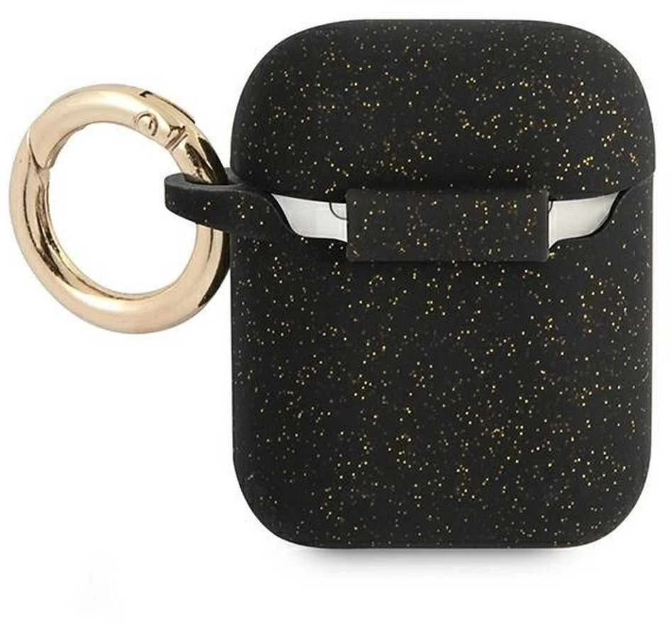 Guess GUA2SGGEK AirPods dėklas juodos spalvos Silicone Glitter