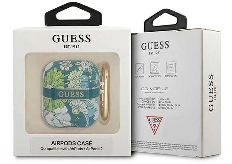 Guess GUA2HHFLN AirPods dėklas žalios spalvos Flower Strap Collection