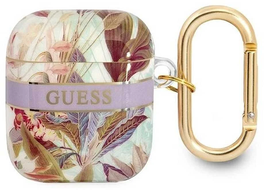 Dėklas GUESS GUA2HFLU AIRPODS 1/2 dangtelio violetinė/purpurinė Flower STAP KOLEKCIJA
