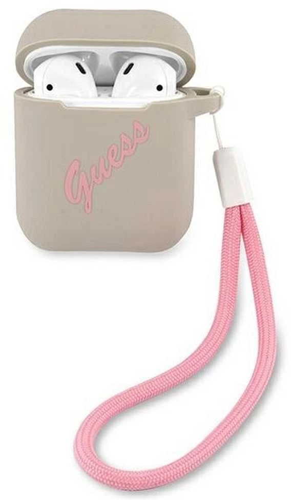 Guess GUACA2LSVSGP AirPods dėklas pilkos spalvos rožinės spalvos Silicone Vintage