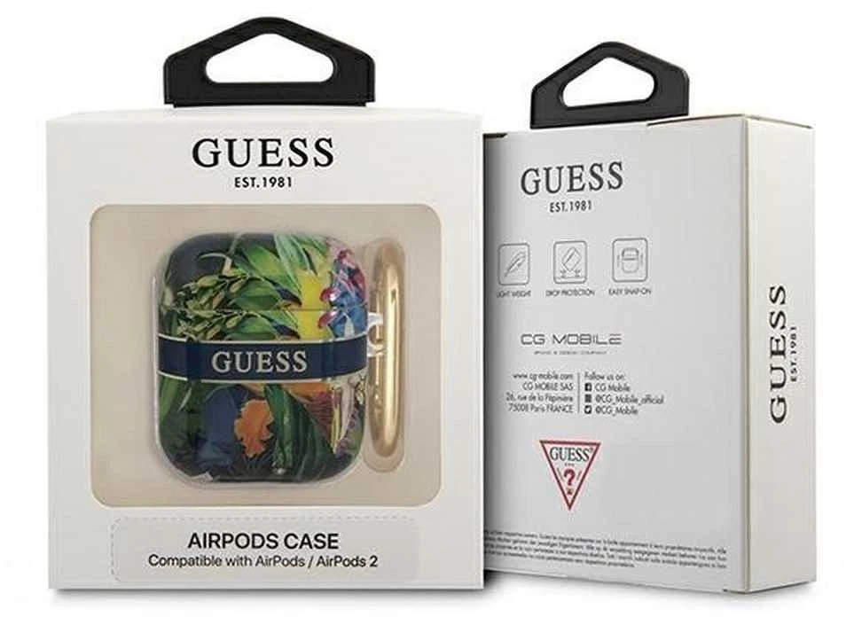 Guess AirPods gėlių rašto dėklas pakuotėje