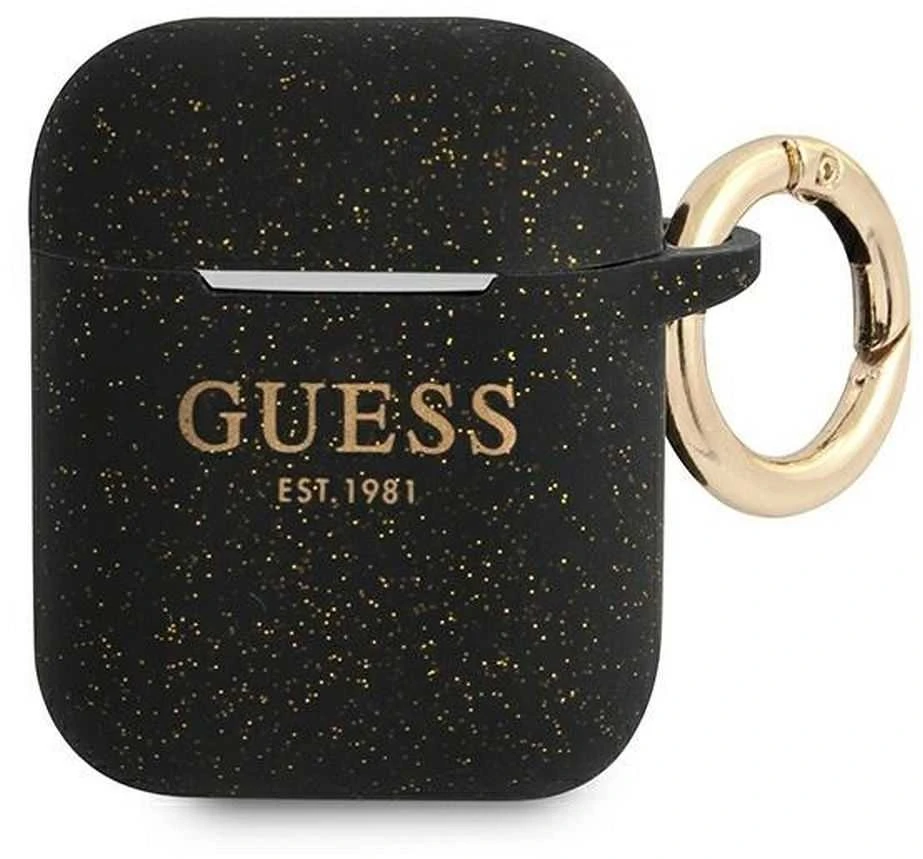 Guess GUA2SGGEK AirPods dėklas juodos spalvos Silicone Glitter