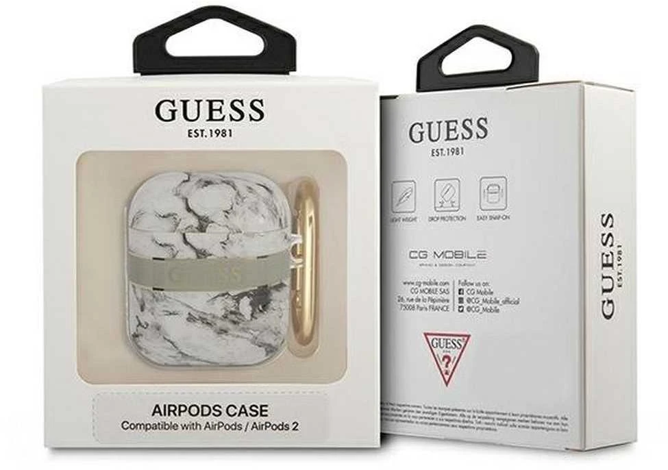 Guess GUA2HCHMAG AirPods dėklas pilkos spalvos Marble Strap Collection