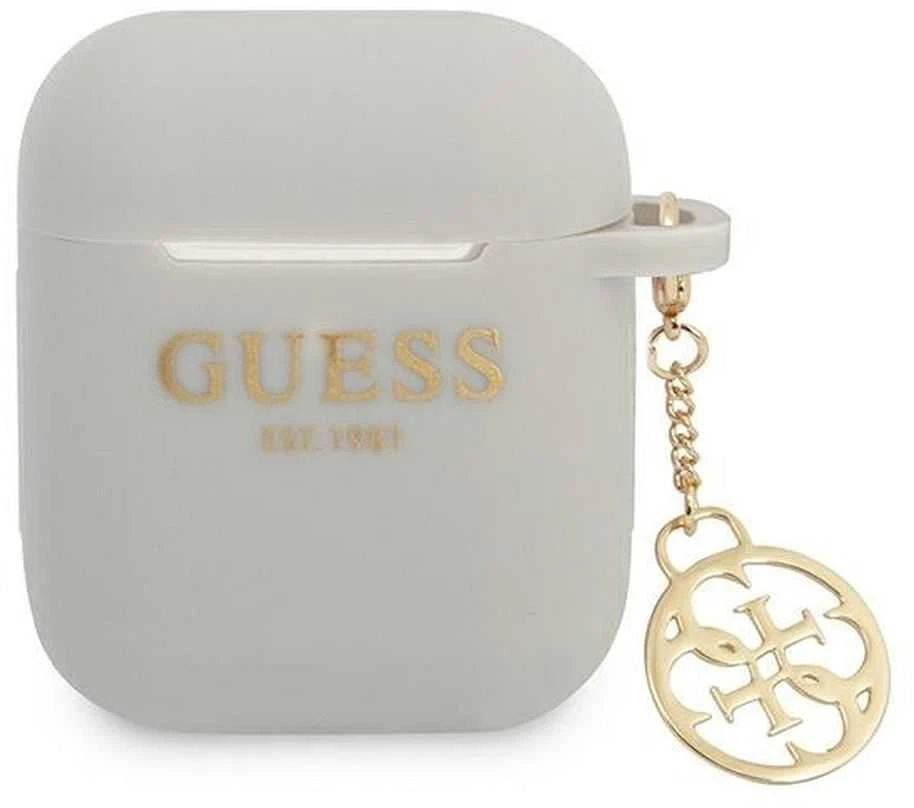 Guess GUA2LSC4EG AirPods dėklas pilkos spalvos silikoninis Charm 4G Collection