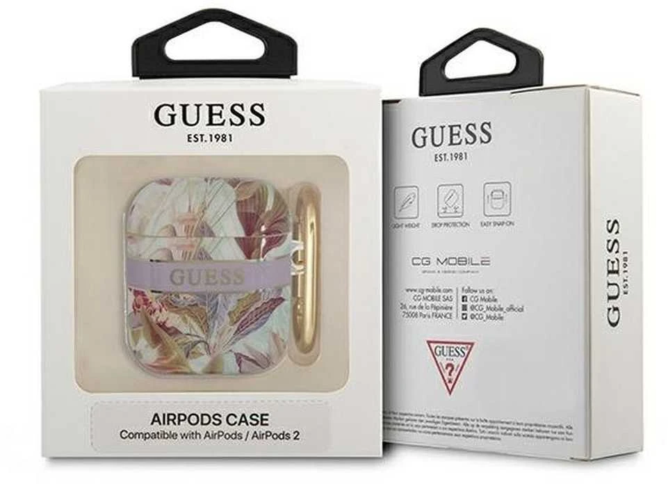 Dėklas GUESS GUA2HFLU AIRPODS 1/2 dangtelio violetinė/purpurinė Flower STAP KOLEKCIJA
