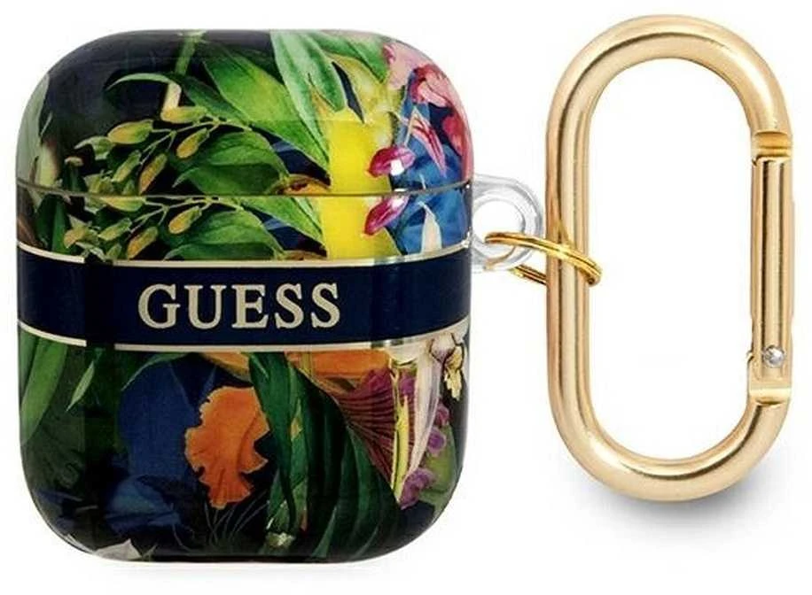 Guess GUA2HHFLB AirPods dėklas mėlynos spalvos Flower Strap Collection