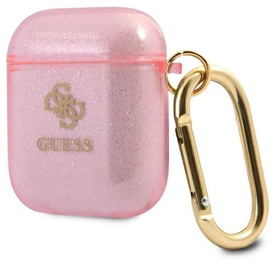 Guess GUA2UCG4GP AirPods dėklas rožinės spalvos Glitter Collection