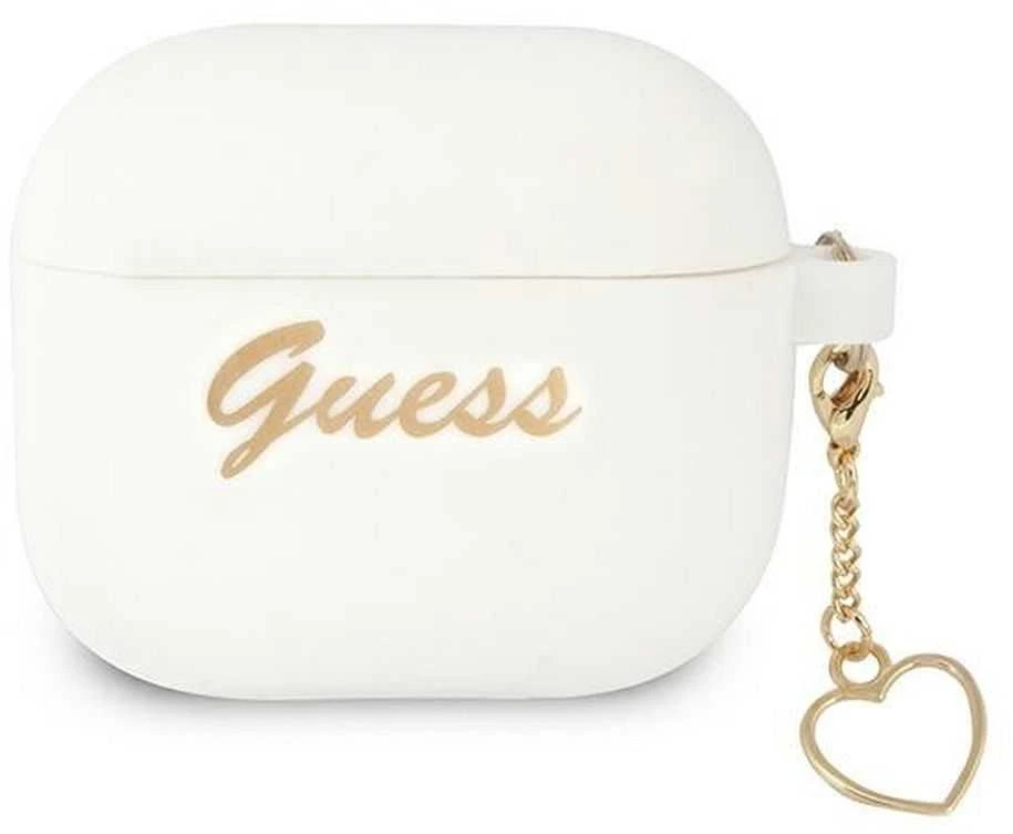 Guess GUA3LSCHSH AirPods 3 dėklas baltos spalvos Silicone Charm Heart Collection