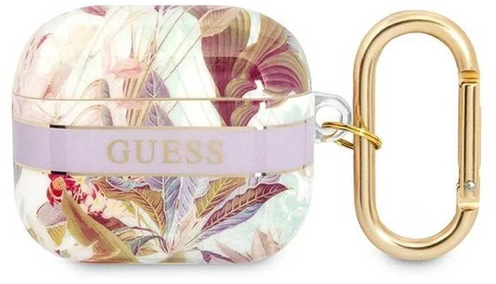 Guess GUA3HHFLU AirPods 3 dėklas violetinės spalvos Flower Strap Collection